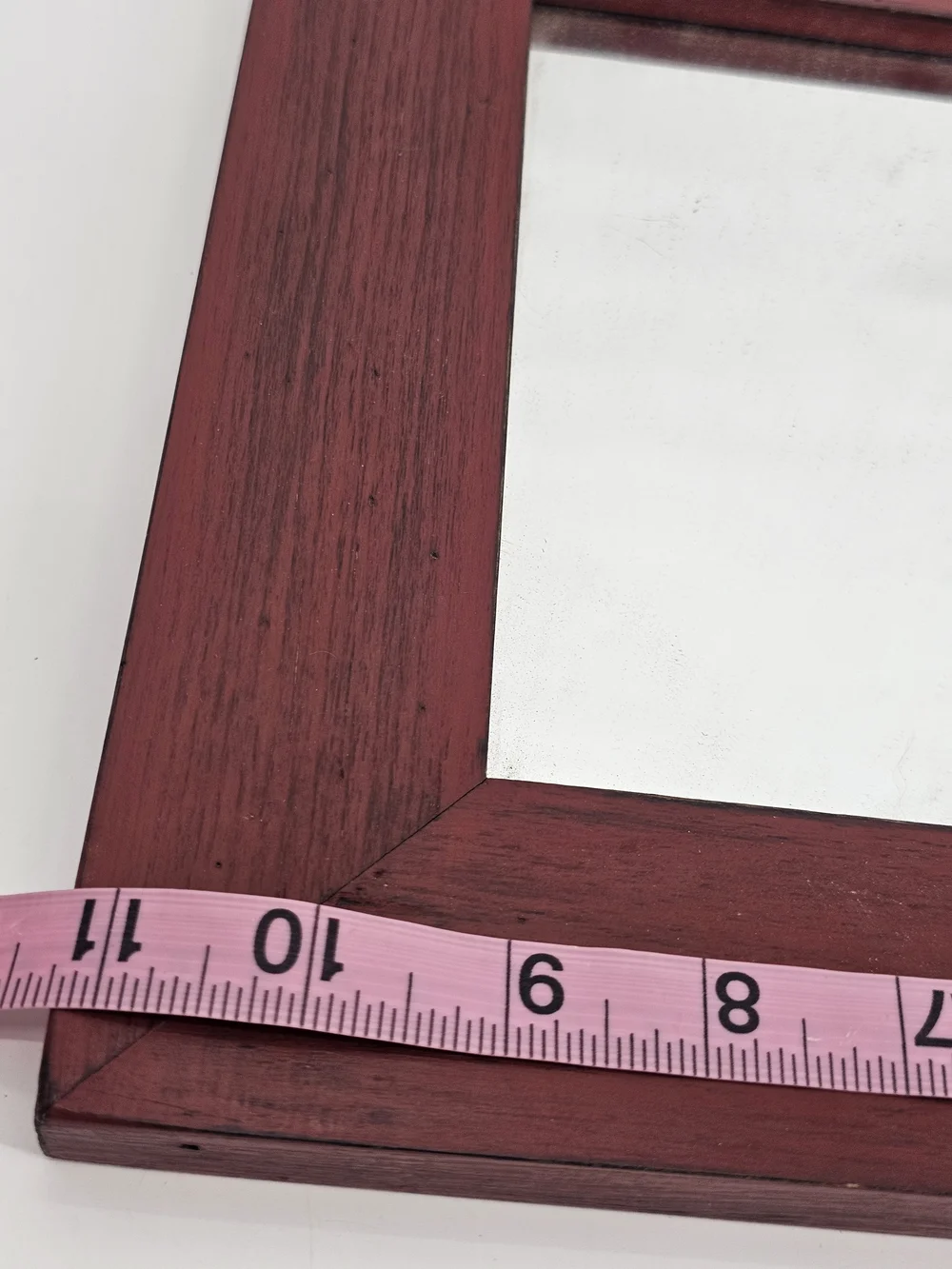 Nice Quality Square Wooden Wall Mirror in Deep Red